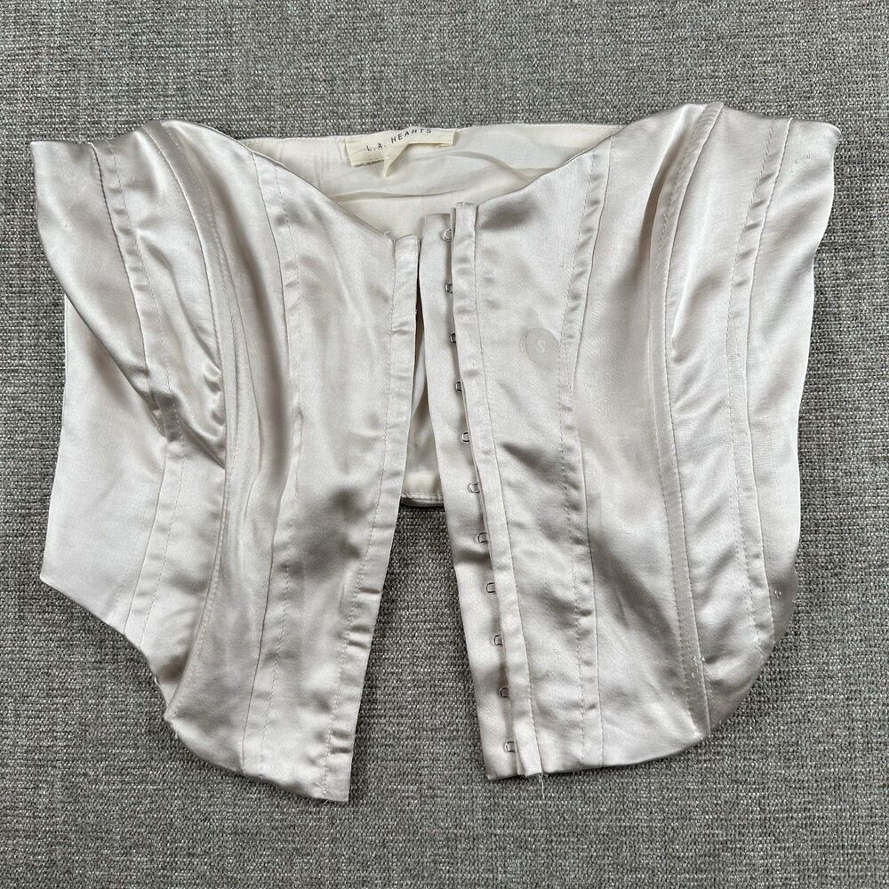 LA Hearts PacSun Corset Top Champagne Hook Eye Strapless Bustier S NWT